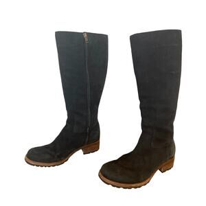 UGG Womens Broome Black Suede Sheepskin Shearling Tall Riding Boots Size 8